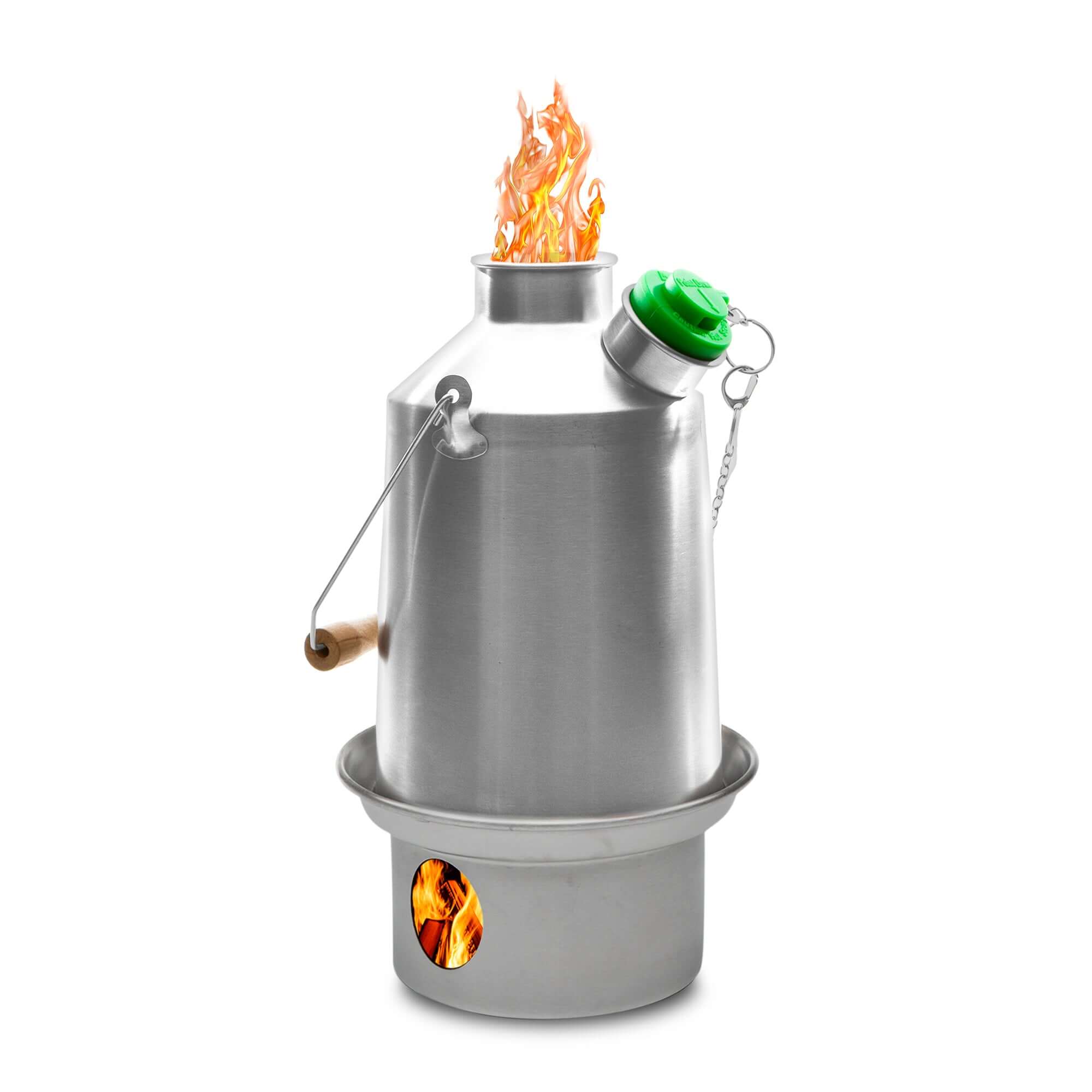 Kelly Kettle Scout 1.2L stainless steel camping kettle with carry bag and whistle
