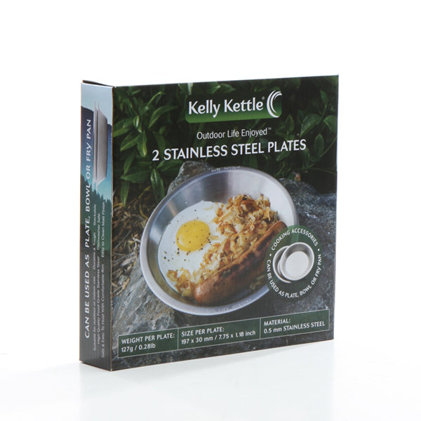 Kelly Kettle PLATES 2 x Stainless Steel Camping Plates
