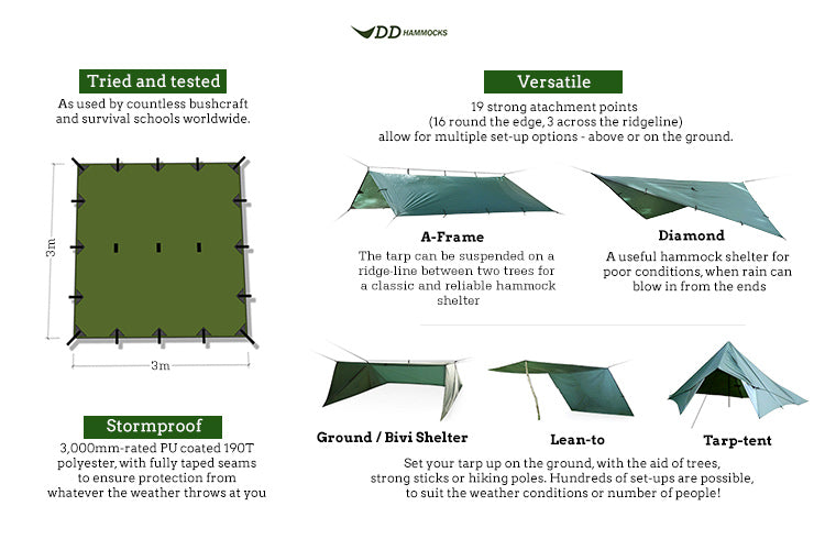 DD Tarp 3m x 3m (Choice of colour)