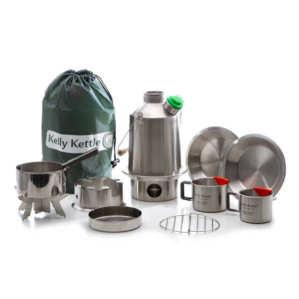 Kelly Kettle Scout Ultimate Kit 1.2L stainless steel camping kettle with carry bag and whistle
